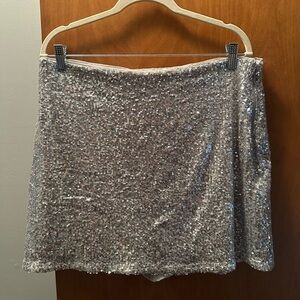 Abercrombie & Fitch Silver Sequin Mini Skirt